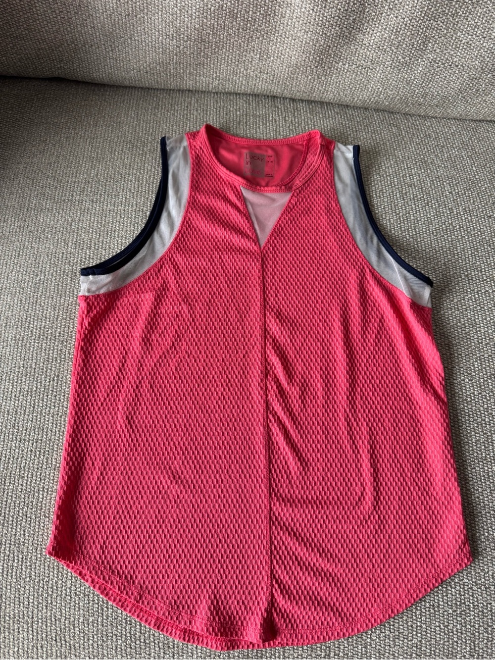 Women’s Lucky in love Pink Mesh Sleeveless Athletic Tank